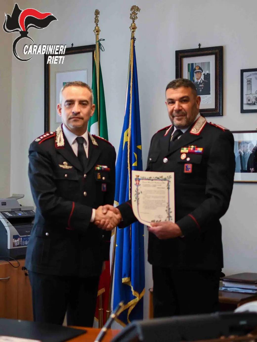 Carabinieri Rieti: congedo per il Luogotenente Giuseppe Costerella