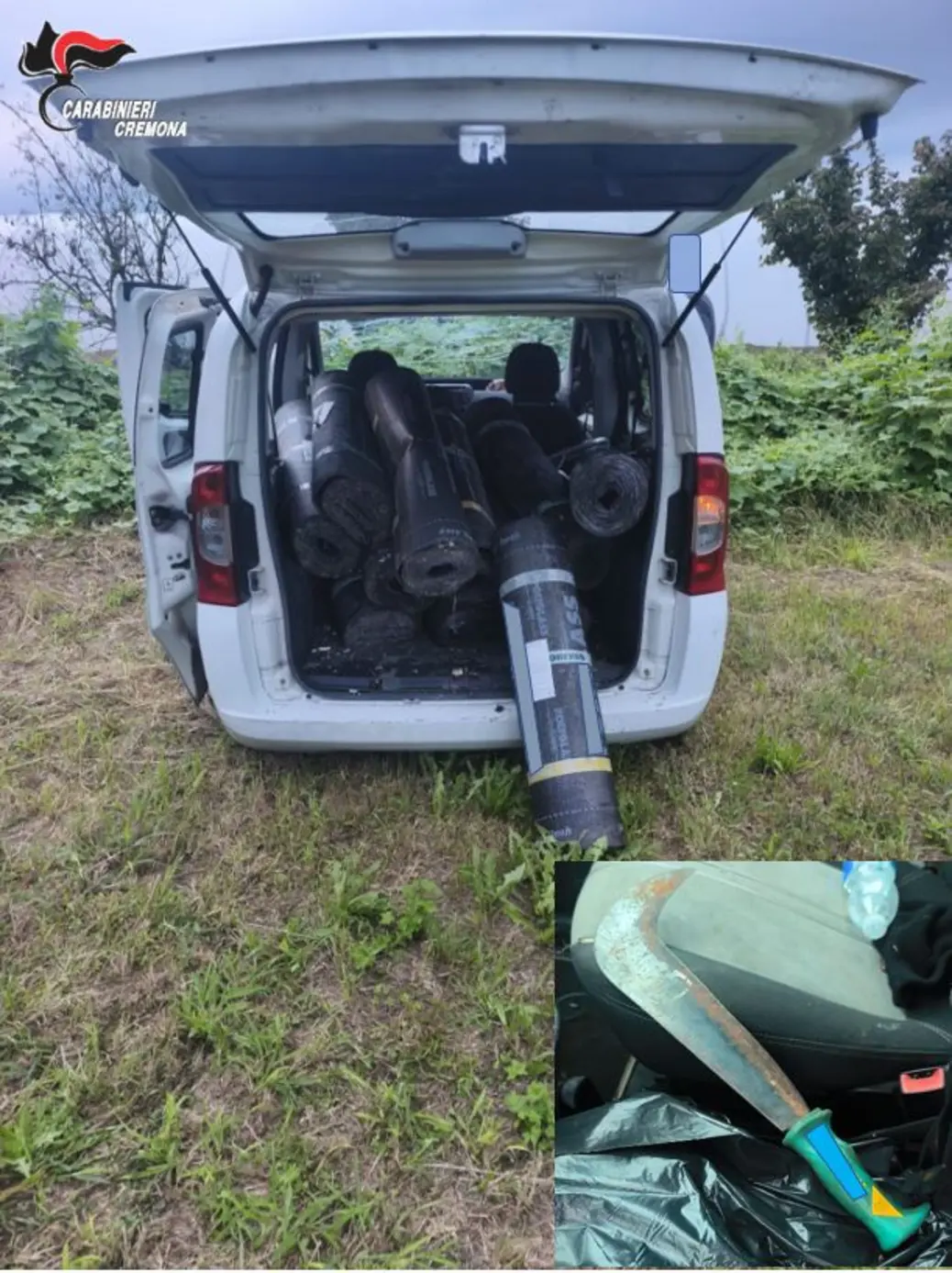 Carabinieri sequestrano materiale edile e attrezzi sospetti