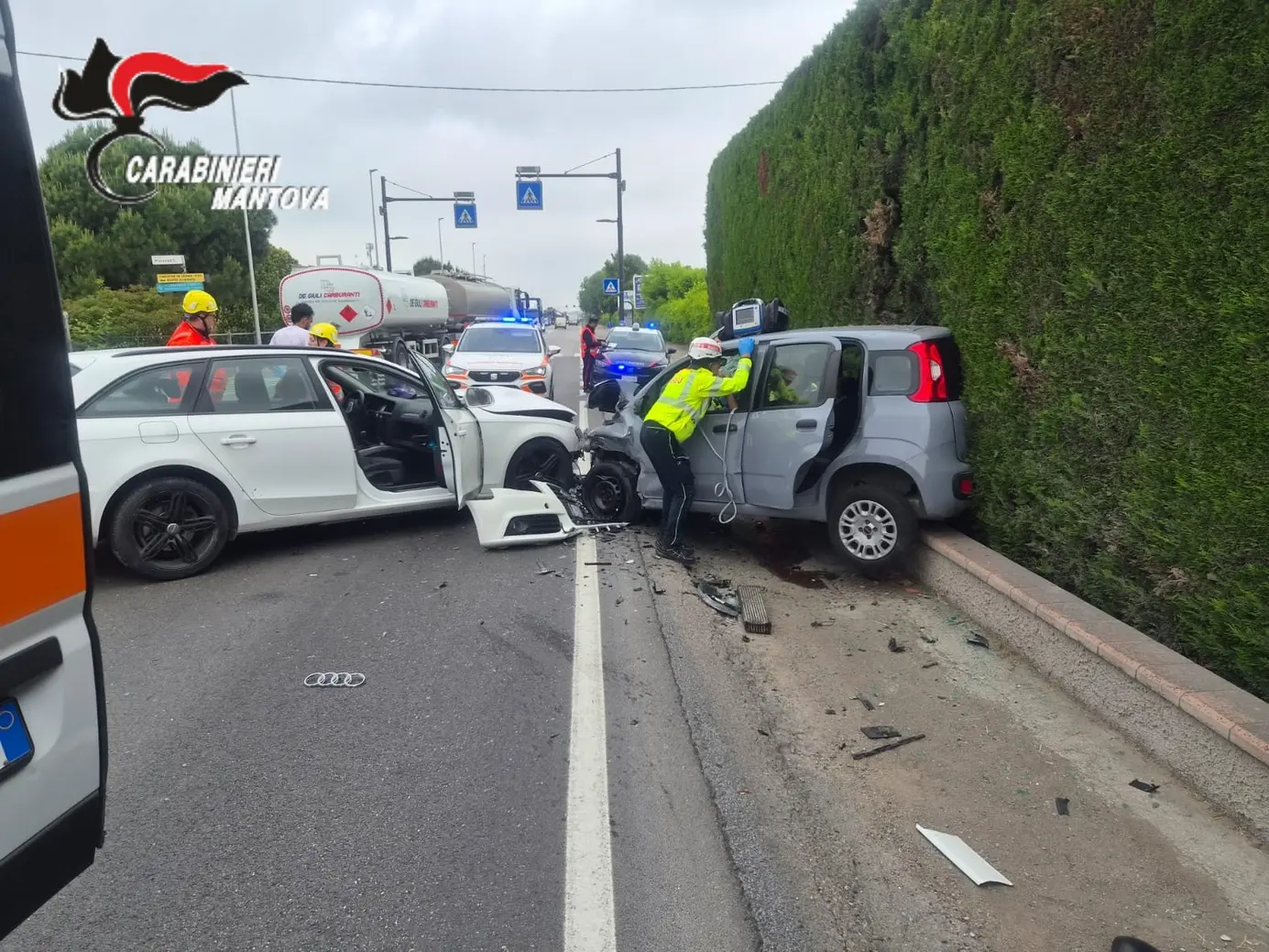 Incidente sul lavoro e grave scontro stradale nel Mantovano