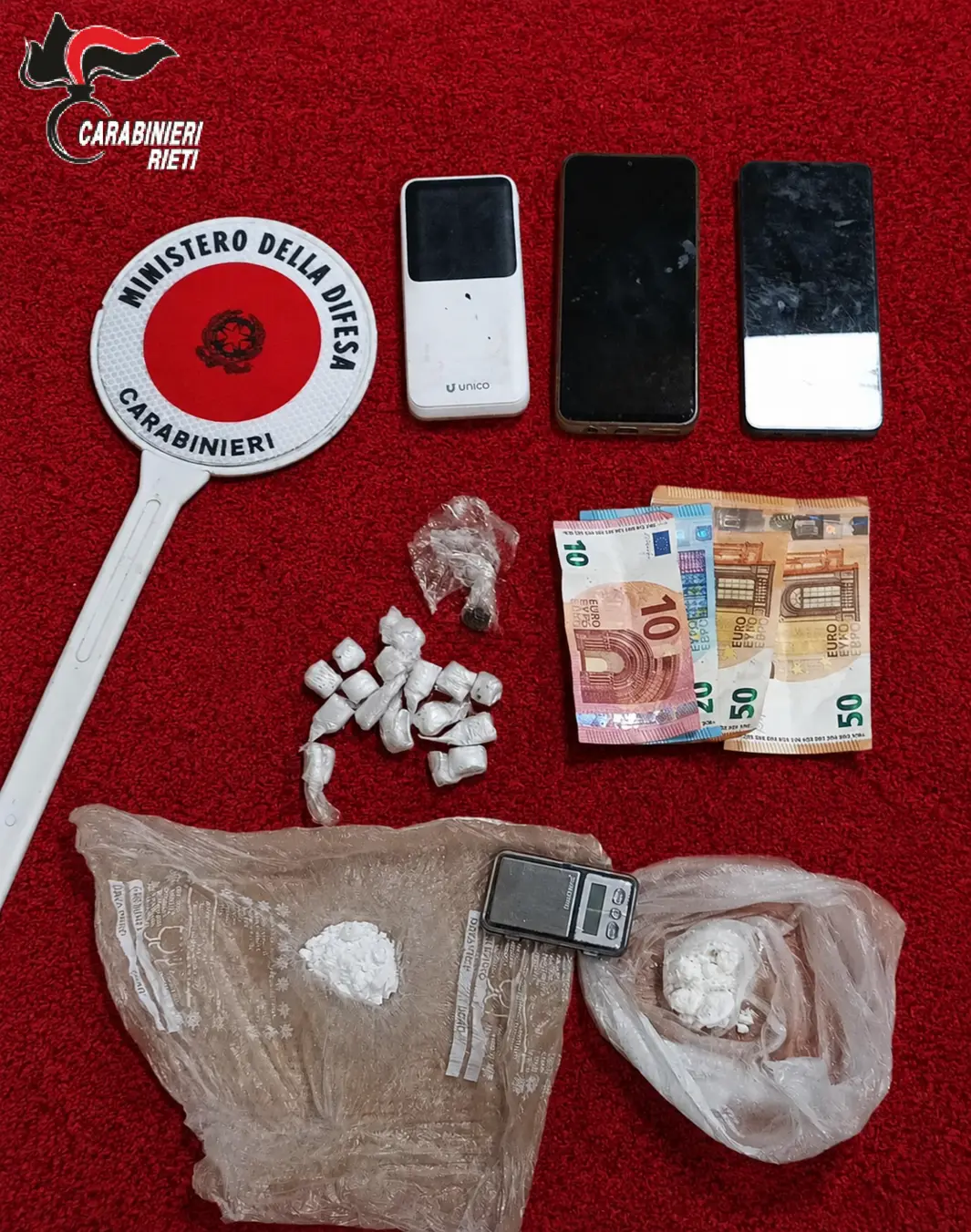 Maxi sequestro droga a Rieti: Carabinieri arrestano pusher