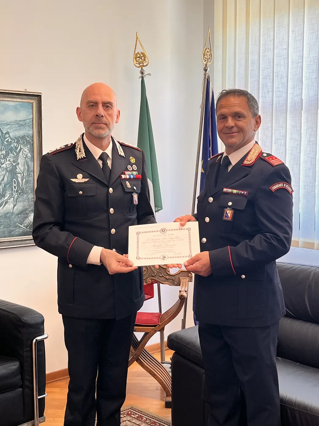 Militare dei Carabinieri riceve encomio per servizio