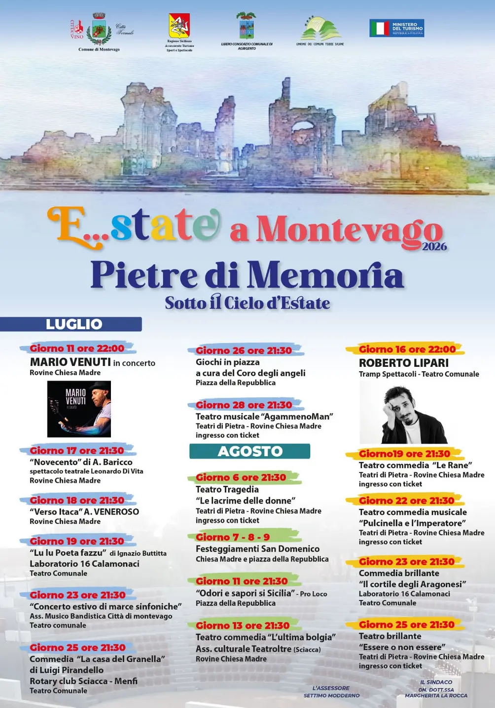 Montevago: estate 2026 tra musica, teatro e tradizioni