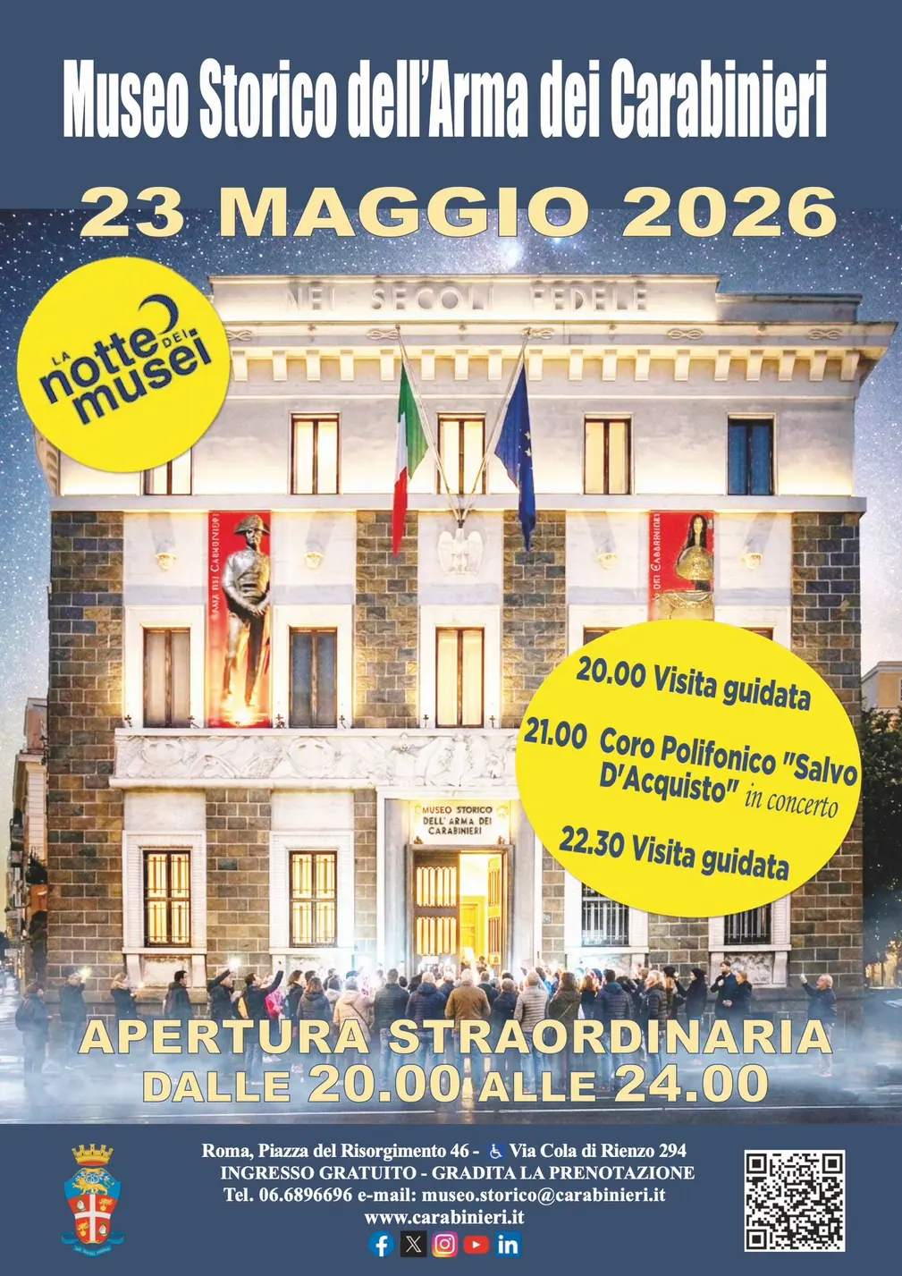 Notte dei Musei: il Museo dei Carabinieri apre le porte