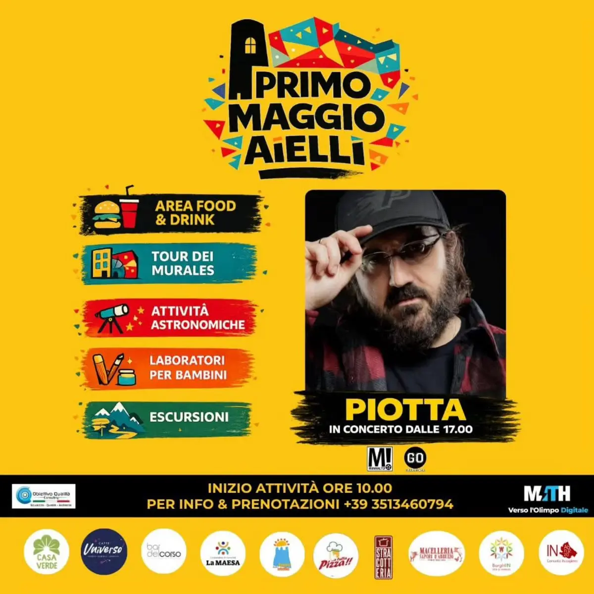 Primo Maggio ad Aielli: concerto di Piotta e tante attività