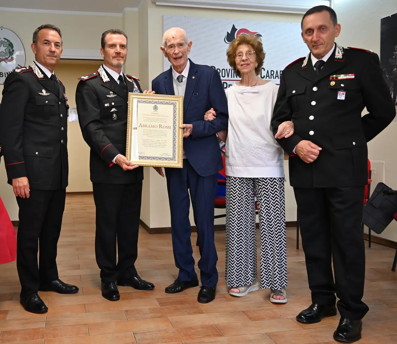 Riconoscimento a Abramo Rossi per atti di coraggio