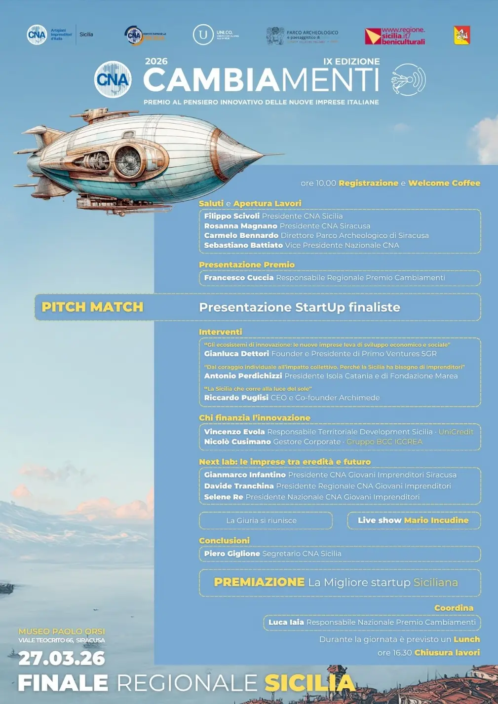 Siracusa: finale Premio Cambiamenti per startup innovative