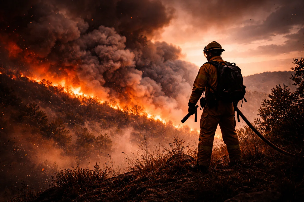 Incendio sul Caucaso a Moconesi: vigili del fuoco al lavoro