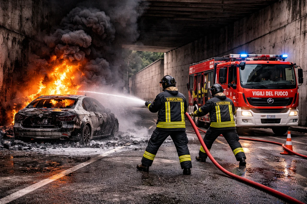 Cuneo: auto in fiamme in via Roata Rossi