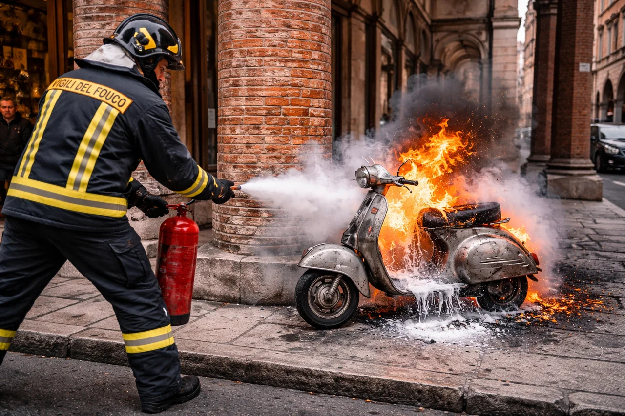 Spoleto: auto in fiamme sulla Flaminia