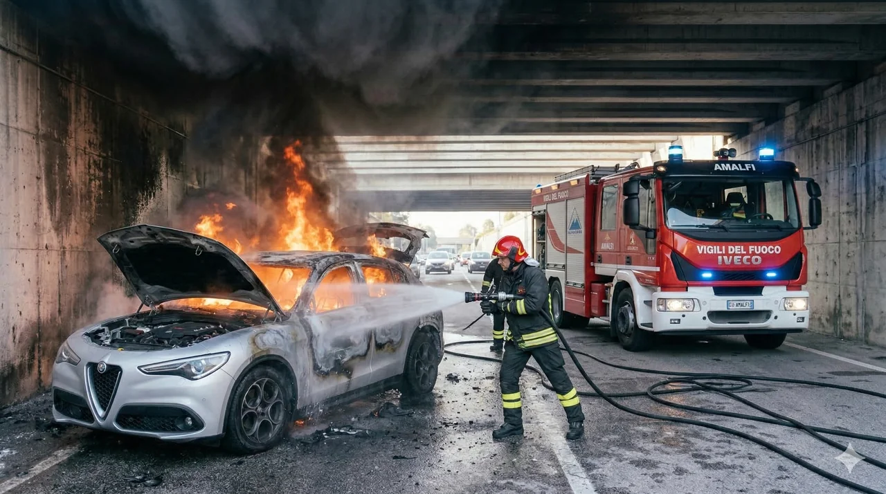 Vignolo: Auto in fiamme in un cortile, Vigili del Fuoco intervengono