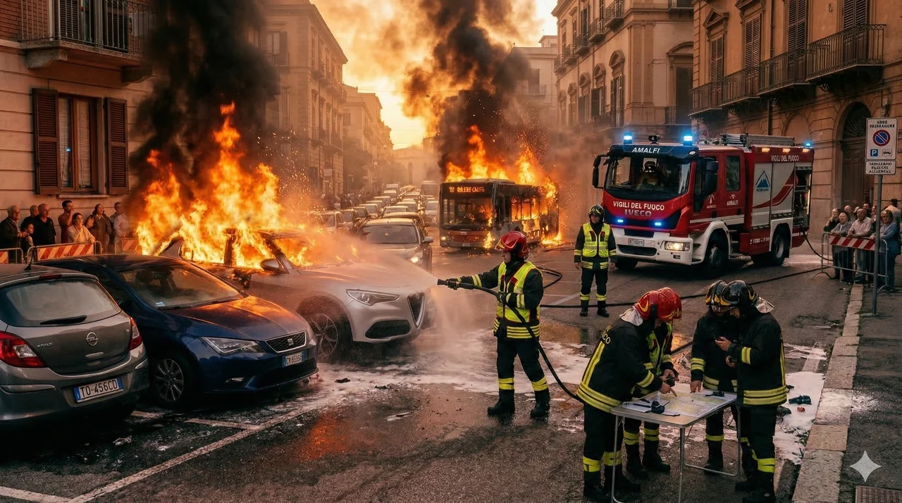 Olbia: Auto in fiamme sulla provinciale, paura nella notte
