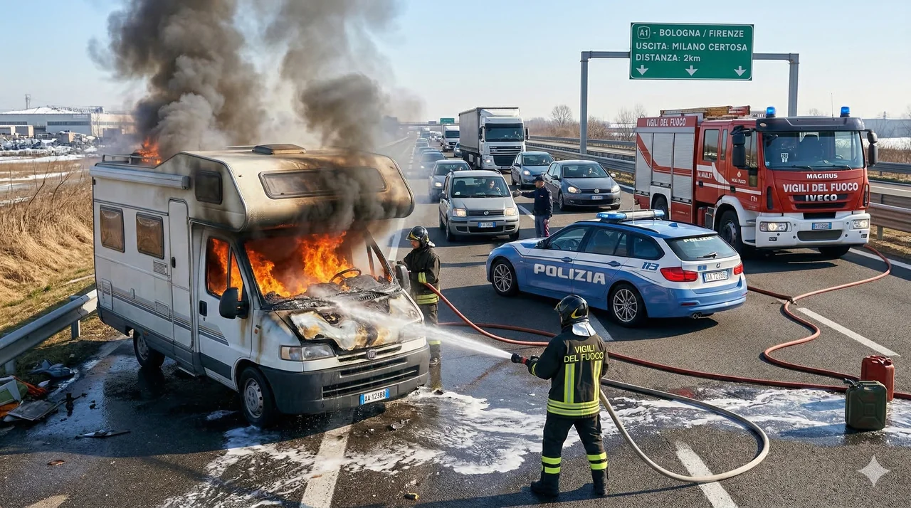 Lomazzo: Furgone in fiamme sulla SP23, conducente illeso